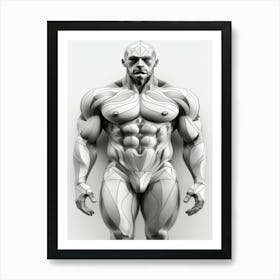 Muscular Man Body 3d Model Art Print