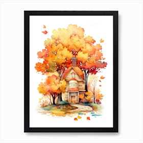 Cute Autumn Fall Scene 20 Art Print