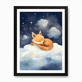 Baby Fox 4 Sleeping In The Clouds Art Print