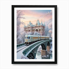 Train Crossing Bridge Art Print