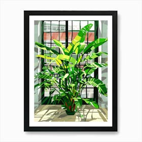 Banana Plant In Front Of Window Art Print