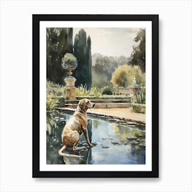 Painting Of A Dog In Versailles Gardens, France In The Style Of Watercolour 03 Art Print