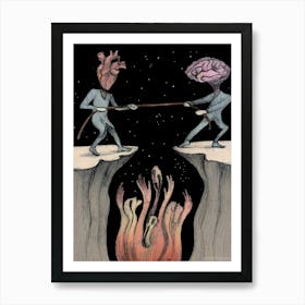 Two People Fighting Over A Heart Art Print