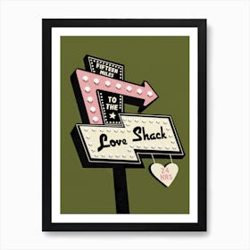 Olive Retro Love Shack, The B 52's Art Print