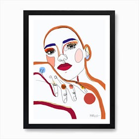 Portrait Of Woman With Hand Art Print