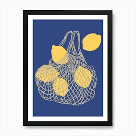 Food Illustration Lemons Grocery Bag Preppy Contemporary Kitchen Art Print