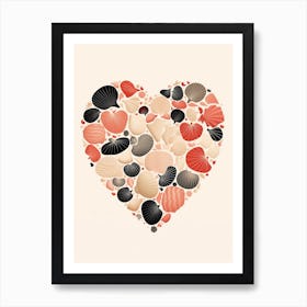 Cream Detailed Shell Heart Illustration 3 Art Print