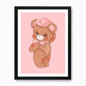 Cowboy Teddy Bear Art Print