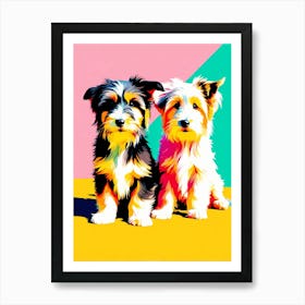 Bearded Collie Pups, This Contemporary art brings POP Art and Flat Vector Art Together, Colorful Art, Animal Art, Home Decor, Kids Room Decor, Puppy Bank - 160th Art Print