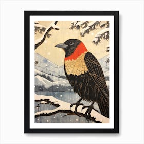 Bird Illustration Raven 1 Art Print