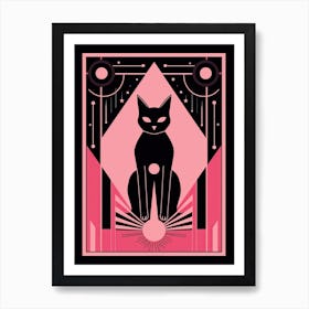 The Star Tarot Card, Black Cat In Pink 0 Art Print