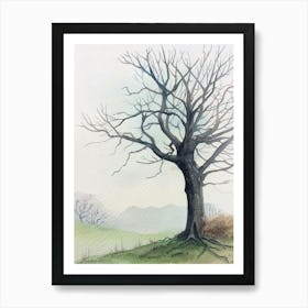 Ebony Tree Atmospheric Watercolour Painting 3 Art Print