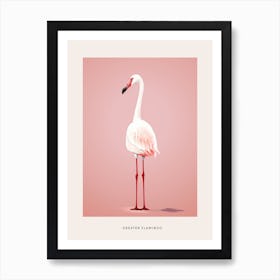 Minimalist Greater Flamingo 1 Bird Poster Art Print