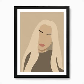 Girl With Long Hair Illustration Art Print