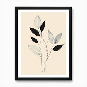 Black And White Leaves 3 Art Print