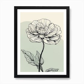 Line Art Marigold Flowers Illustration Neutral 15 Art Print