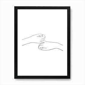 One Line Drawing Of Hands Art Print