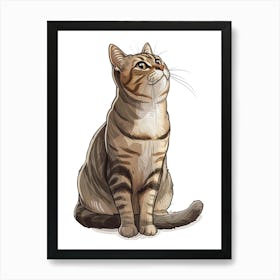 American Wirehair Cat Clipart Illustration 6 Art Print