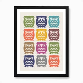 12 Owls Art Print