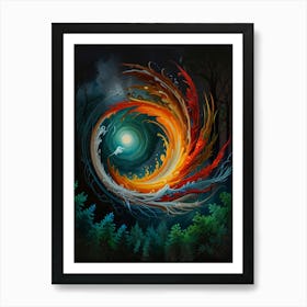 Fire In The Forest 1 Art Print