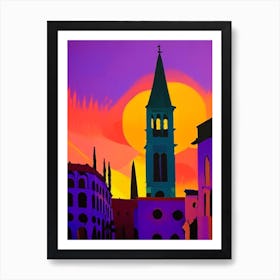 Abstract Sunrise Over Church Art Print