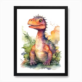 Camarasaurus Cute Dinosaur Watercolour 2 Art Print