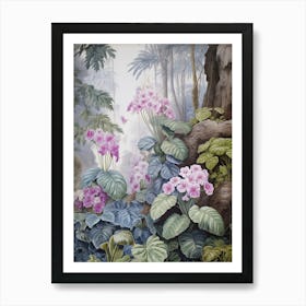 Vintage Jungle Botanical Illustration African Violet 1 Art Print