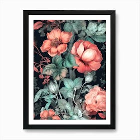 Floral Wallpaper nature meadow flowers 2 Art Print