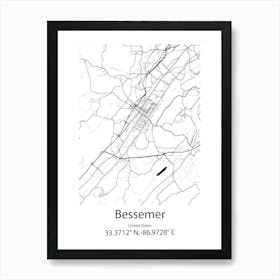 Bessemer,United States Minimalist Map 1 Art Print