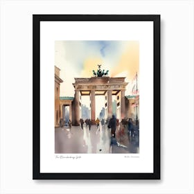 The Brandenburg Gate, Berlin 2 Watercolour Travel Poster Art Print