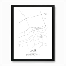 Lopik,Netherlands Minimalist Map Art Print