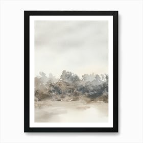 Neutral Landscape Watercolour Tree Vintage 1 Art Print