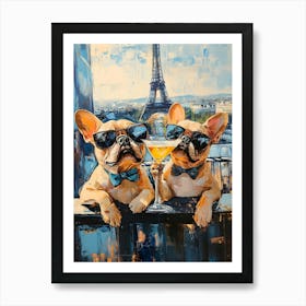 Whimsical Frenchies At The Bar 15 Art Print