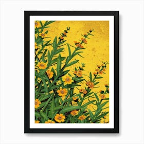 Yellow Flowers On A Yellow Background Art Print