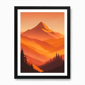 Misty Mountains Vertical Composition In Orange Tone 114 Art Print