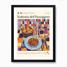 Trattoria Del Passeggero Trattoria Italian Poster Food Kitchen Art Print