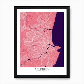 Aberdeen Pink Purple Map Art Print