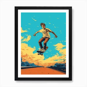 Skateboarding In San Diego, United States Comic Style 2 Art Print