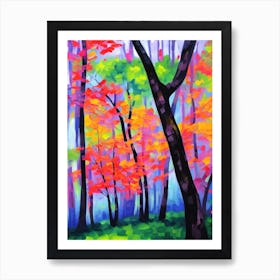 Forest Pansy Redbud Tree Cubist 2 Art Print