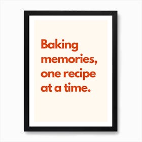 Baking Memories Kitchen Typography Cream Red Art Print