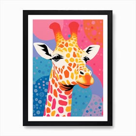 Pink Orange Giraffe Portrait Patterns 4 Art Print