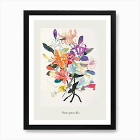 Honeysuckle 4 Collage Flower Bouquet Poster Art Print