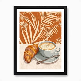 Art Deco Inspired Croissant And Coffee 2 Art Print