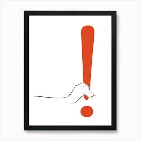 Exclamation Point, Red and White Art, Retro Vintage Fashion Poster Art Print