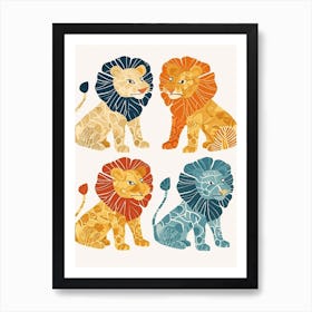 Barbary Lion In Different Seasons Clipart 1 Art Print