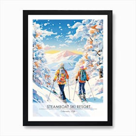 Steamboat Ski Resort   Colorado Usa, Ski Resort Poster Illustration 1 Art Print