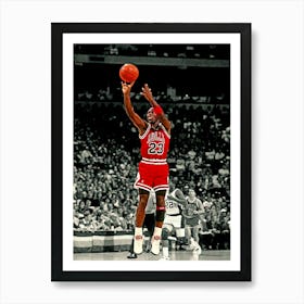 Michael Jordan Of The Chicago Bulls In Action During A Game Against The Milwaukee Bucks Art Print