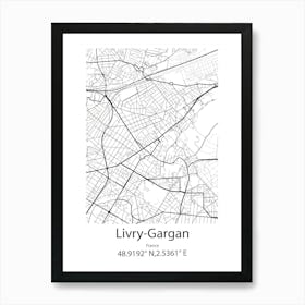 Livry Gargan,France Minimalist Map Art Print