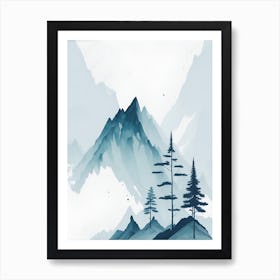 Mountain And Forest In Minimalist Watercolor Vertical Composition 58 Art Print