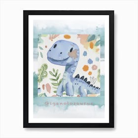 Cute Muted Pastels Giganotosaurus Dinosaur 1 Poster Art Print